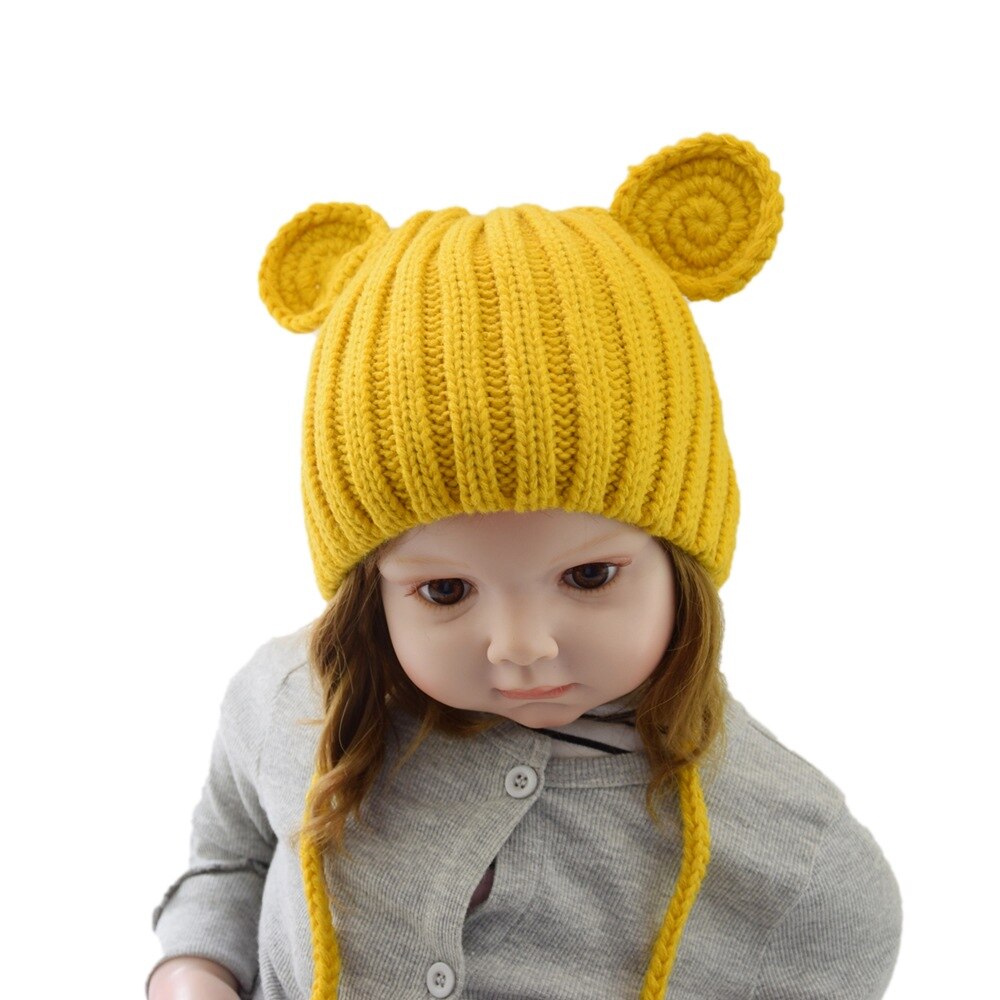 Sombrero de niña chico bebé 6 meses a 3 años invierno niñas recién nacidas sombreros para niño pequeño gorro invierno lana pasamontañas: Amarillo