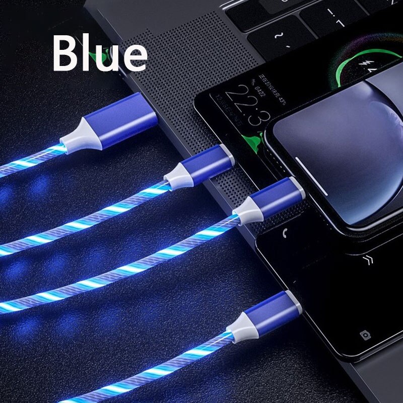 Cable USB tipo C para luz LED, Cable magnético de carga rápida, Cables universales: Azul
