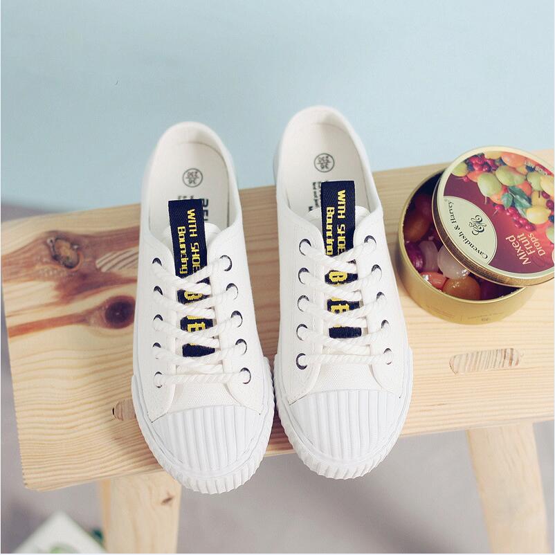 Chinela – chaussures en toile sans lacets pour femmes, semi-pantoufles d'été, baskets blanches plates en Vogue: white / 8