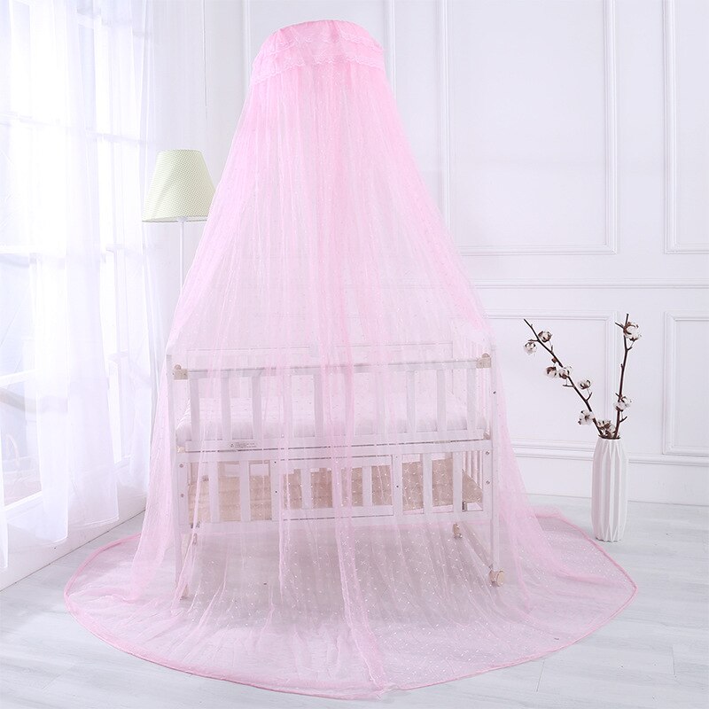 Juego de soporte de elevación con Clip, mosquitera colgante, tienda para cama de bebé, cortinas de cuna para carpa para dormitorio, habitación de niños: Pink