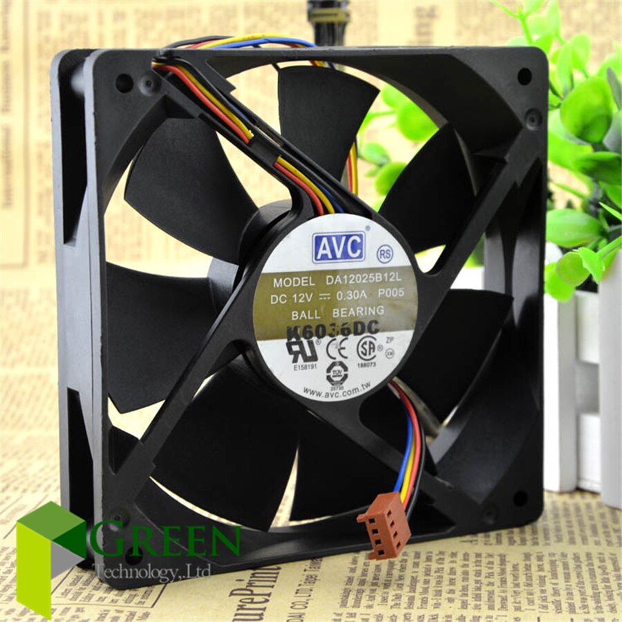 De Originele DA12025B12L 120Mm 1225 12025 120*120*25Mm 12*12*2.5Cm Chassis ventilator Met Kogellager 12V 0.3A 4PIN