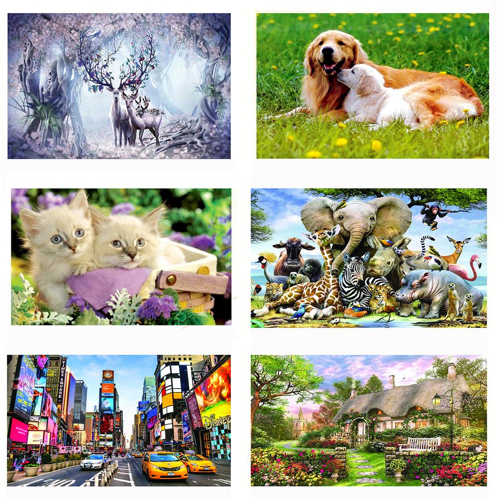 Puzzle pour enfants et adultes, 1000 pièces, cerf, chat, Animal, paon, paysage, jeu, jouet,