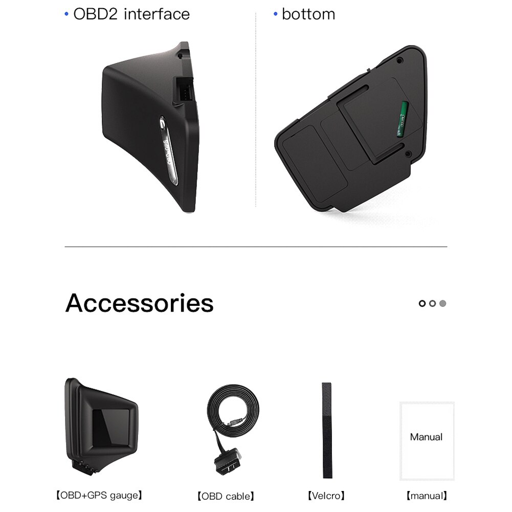 OBD GPS Dual System Head-up Display Display 2 Inches LCD Car Digital Hud GPS Speedometer Overspeed Alarm Car Speed Projector