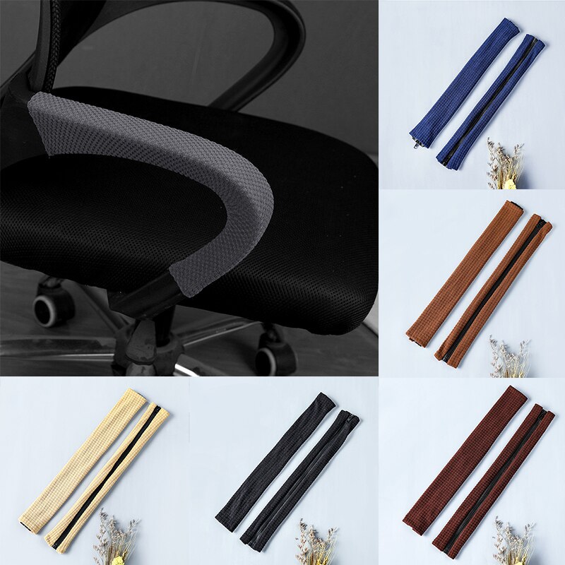2 st enfärgade elastiska armstödsöverdrag med dragkedja spandex armstöd datorstolsöverdrag för kontorsdator stol armstödsöverdrag