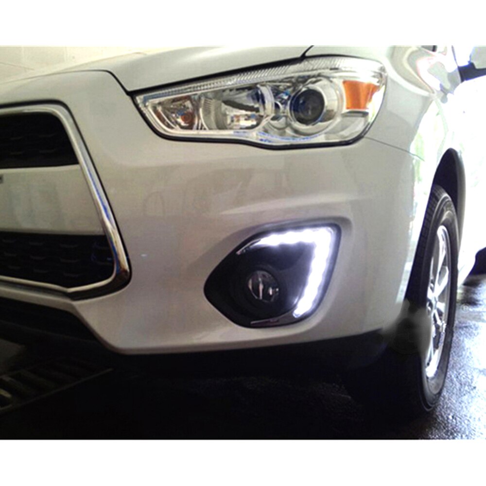 1 Pair LED DRL Daytime Running Lights Daylight Waterproof Fog Head Lamp white For Mitsubishi ASX