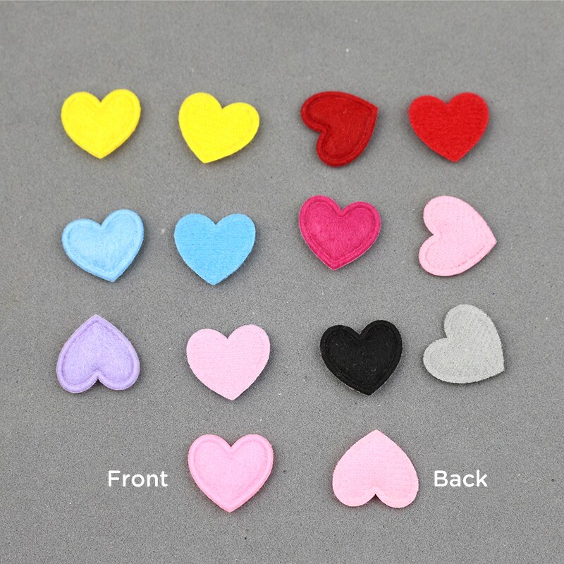 200 stk mini love heart polstret patch filt stof applikationer gør-det-selv håndværksartikler scrapbog basteln materialer hårnåle hårtilbehør