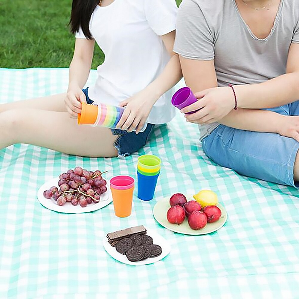 7 stk krus plastikkopper vandkamp køkken genanvendeligt picnic rejser trendy sjov bærbar regnbuedragt kop fest børn drikke kop