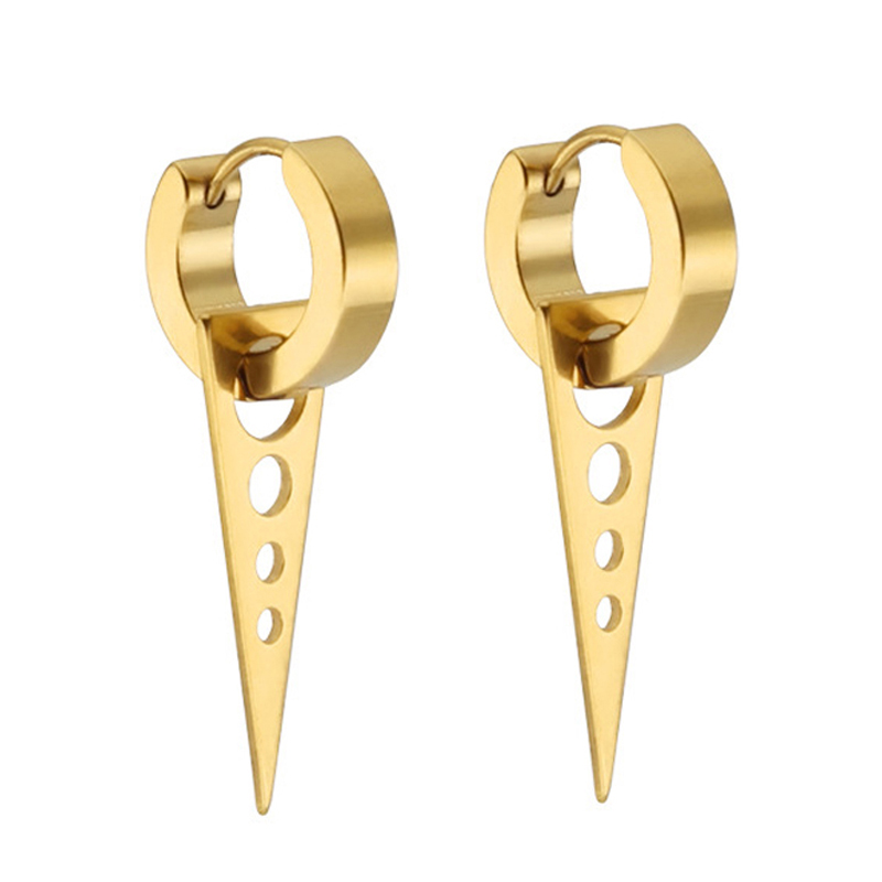 Pendientes colgantes en forma de triángulo para hombre y mujer, aretes de acero inoxidable, Piercing, joyería gótica, 2 unidades