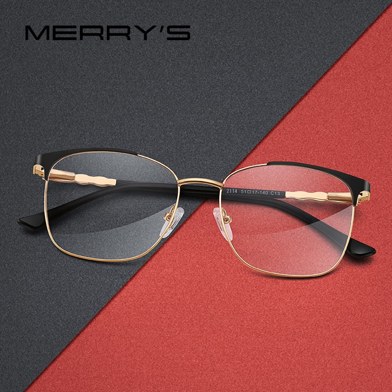 Merrys armação feminina de olho de gato, óculos de grau feminino da moda, retrô, com prescrição para miopia s2114