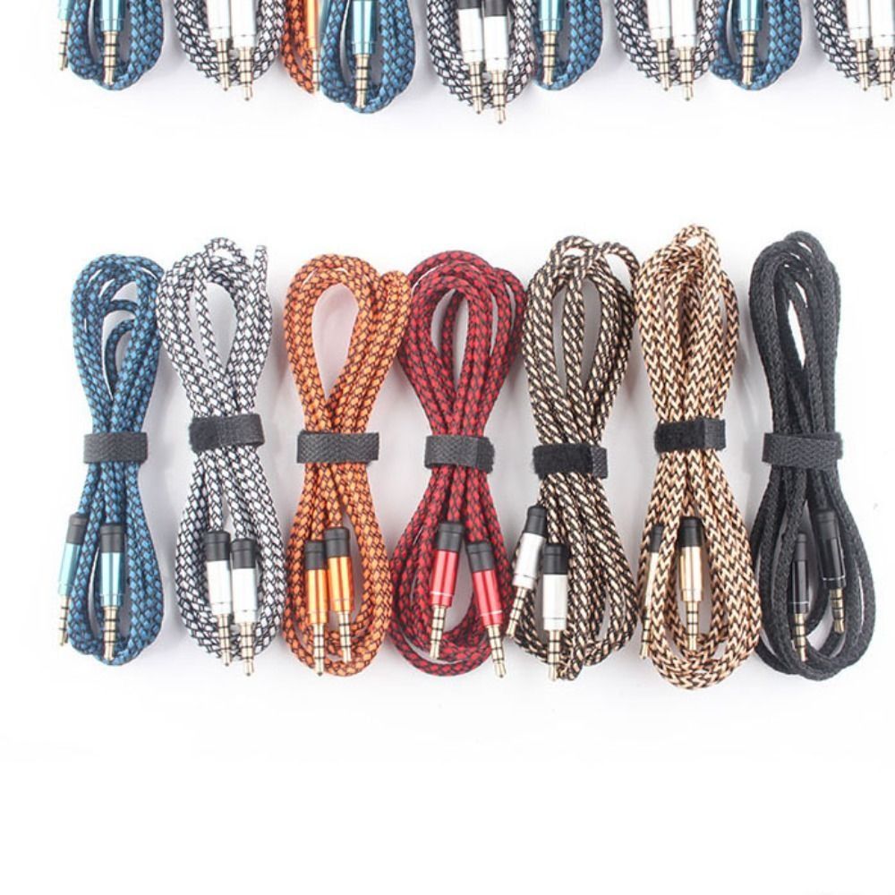 Cable de altavoz trenzado de nailon auxiliar, Cable adaptador de Audio tejido de nailon estéreo, Cable de extensión para auriculares, Cable de Audio de 3,5mm, Cable auxiliar para coche