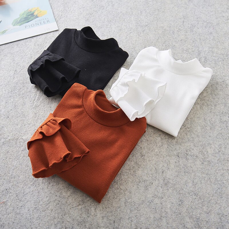 Babymeisjes shirt lotusblad trompetmouwen tops voor kinderen lente baby t-shirt peuter katoenen kinderblouse meisjeskleding