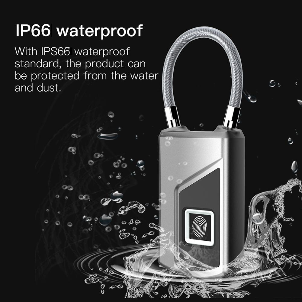 Wolf-Guard Smart Keyless serrure de sac d'empreintes digitales multifonctionnel IP66 étanche antivol cadenas USB charge pour porte/valise