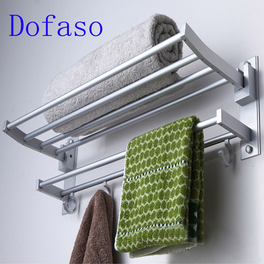 Dofaso wc hardware douche organisator 40 cm/50 cm lengte douche handdoekenrek 2 layer badkamer plank accessoire met haak