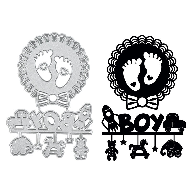 GJCrafts Baby Footprint with Boy Girl Letter Metal Cutting Dies Embossing Stencil Scrapbook Template Punch Paper Crafts