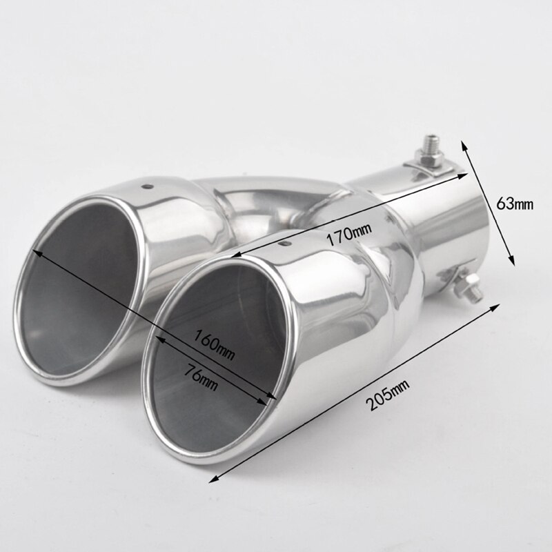 Automobile Universal 63Mm One Minute Two Exhaust Pipe Tail Throat