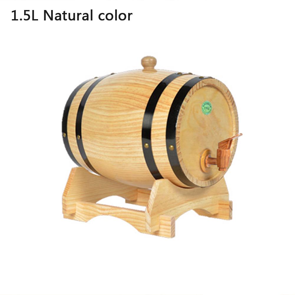 Barril de vino de pino de roble, barril especial de almacenamiento, 1,5 l, 3L, Cubo de almacenamiento, barriles de cerveza para cerveza, whisky, puerto de ron, herramienta de barra con características: B