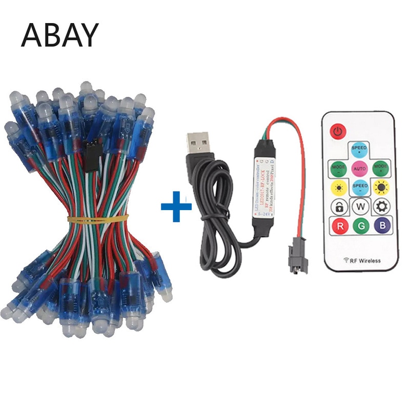 50pcs DC 5V input WS2811 Full Color LED Pixel Light Module 12mm IP68 waterproof RGB color 1903IC Digital LED christmas Light