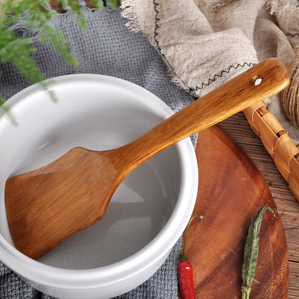 Long Wooden Cooking Rice Spatula Scoop Kitchen Utensil Non-stick Hand Wok Shovel For Soup Cooking Mixing Stirr #TD