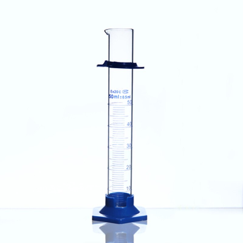 10 Stuks/pak 50Ml Zeshoekige Glas Mmeasuring Cilinder Borosilicate Chemie Glas Afgestudeerd Cilinder