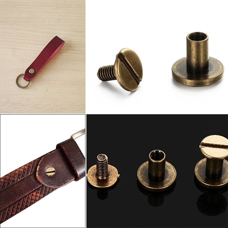 10 ensembles 5mm/6.5mm/8mm solide vis clou Rivet Double tête plate ceinture/sangle Rivets bagages cuir métal artisanat cuivre de