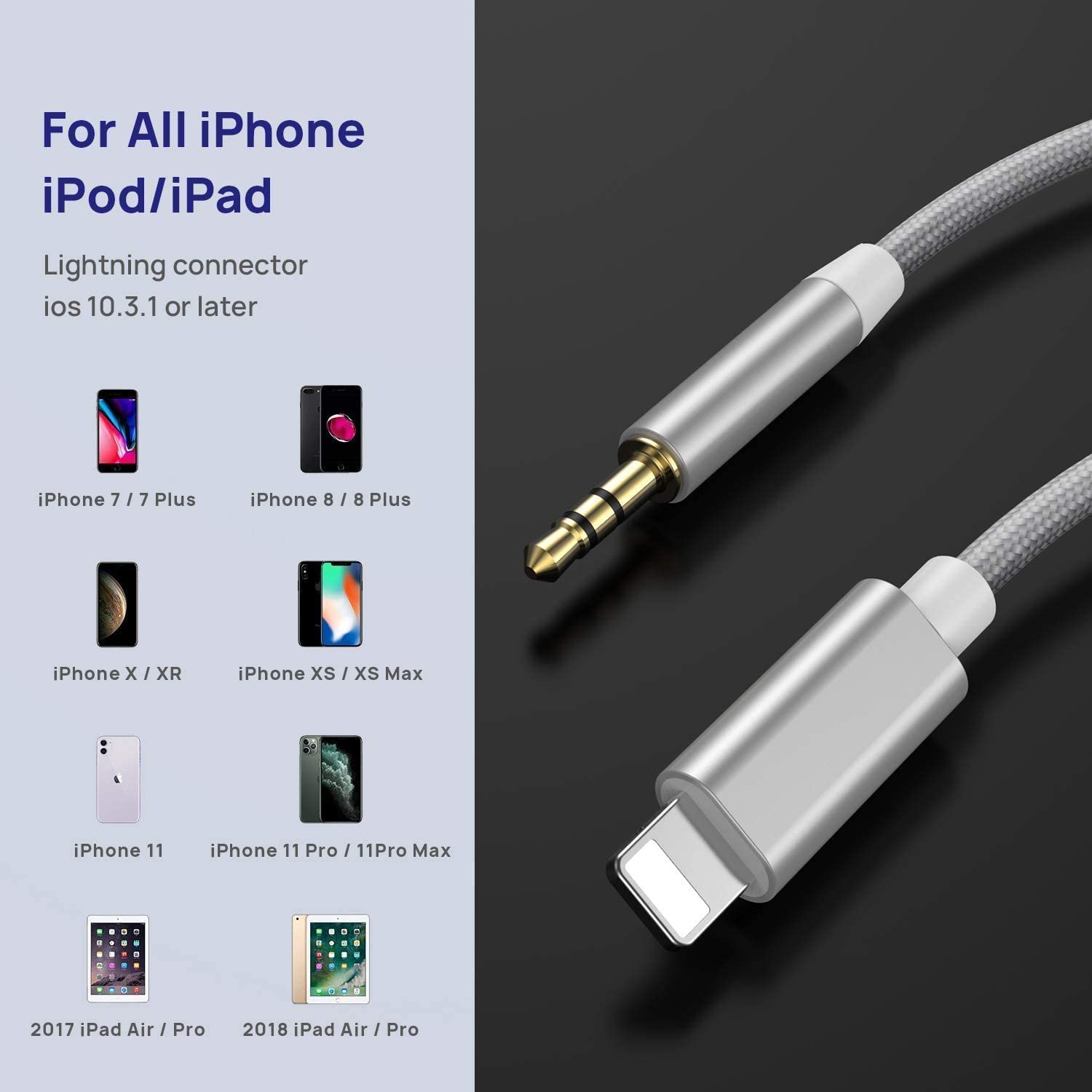 Auto Aux Kabel Audio Cord Voor Iphone 12 11 Pro X Xs Max Xr 7 8 Plus Converter 3.5Mm jack Headphone Adapter Aux Kabels Lijn