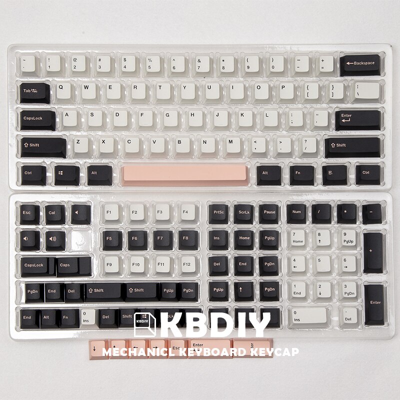 KBDiy 135 Keys PBT Keycaps OEM Profile Double Shot GMK OLIVIA White Pink 61 Keycap Set for Cherry MX Switch Mechanical Keyboard