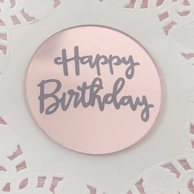 10 stk. tillykke med fødselsdagen cupcake toppers guld akryl cirkel dessert kage gør-det-selv dekorationer indsæt kort børnefødselsdagsfest dekoration: Dyb blå