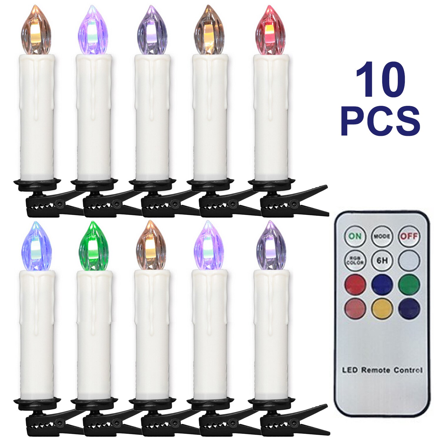 10PCS Battery Operated LED Candle Lights with Timer Remote Control Clip for Birthday Wedding Valentines Engagement Home Decor