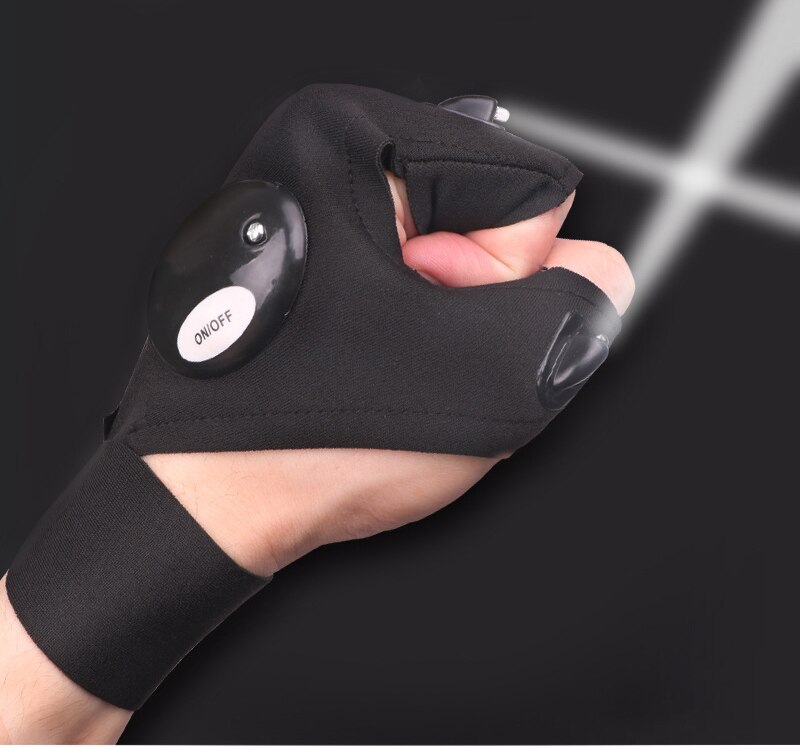 Guantes de pesca luminosos sin dedos LED, linterna de cebo, herramientas de pesca nocturna para exteriores, accesorios para pescar