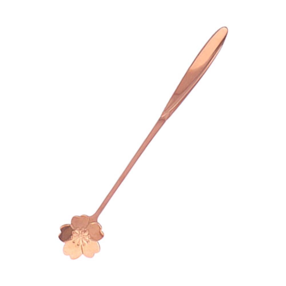 Flowers Gold Spoon Long Handle Dessert Tea Coffee Mixing Spoon Stainless Steel Vintage Teaspoons Drink Tableware: A-Rose Gold