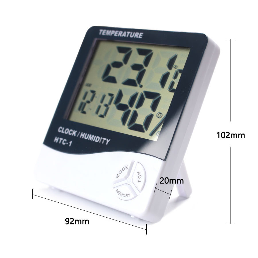 LCD cyfrowy miernik temperatury i wilgotności HTC-1 Dom wnętrz higrometr termometr stacja pogodowa z zegarem termometr monitor: Default Title