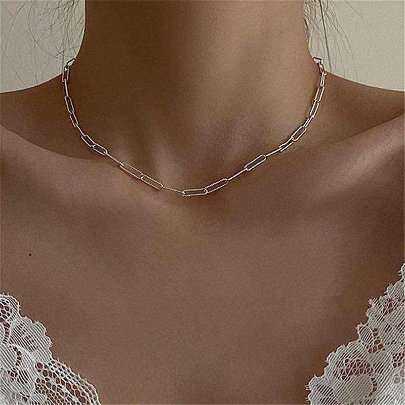 Silber- Halskette mit funkelnd Platz geometrisch Schlüsselbein Kette Halsband Halskette Pullover Kette Pro weiblich Party