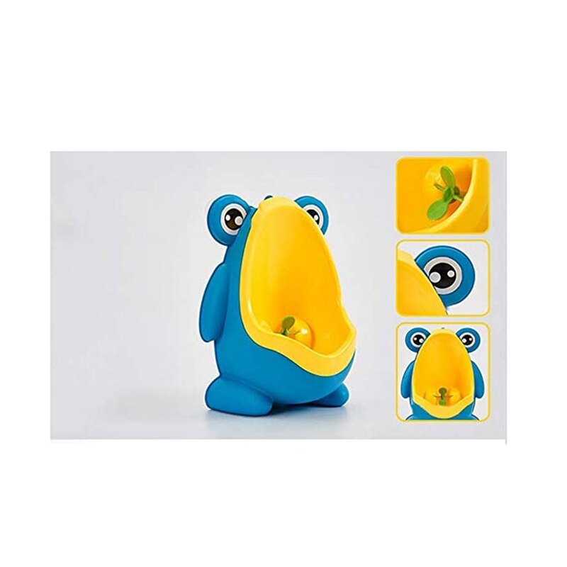 Frosk tisse trening, søt pottetrening urinal til takrenne med morsomt sikte mål, urinaler til smålåve gutt (blå)