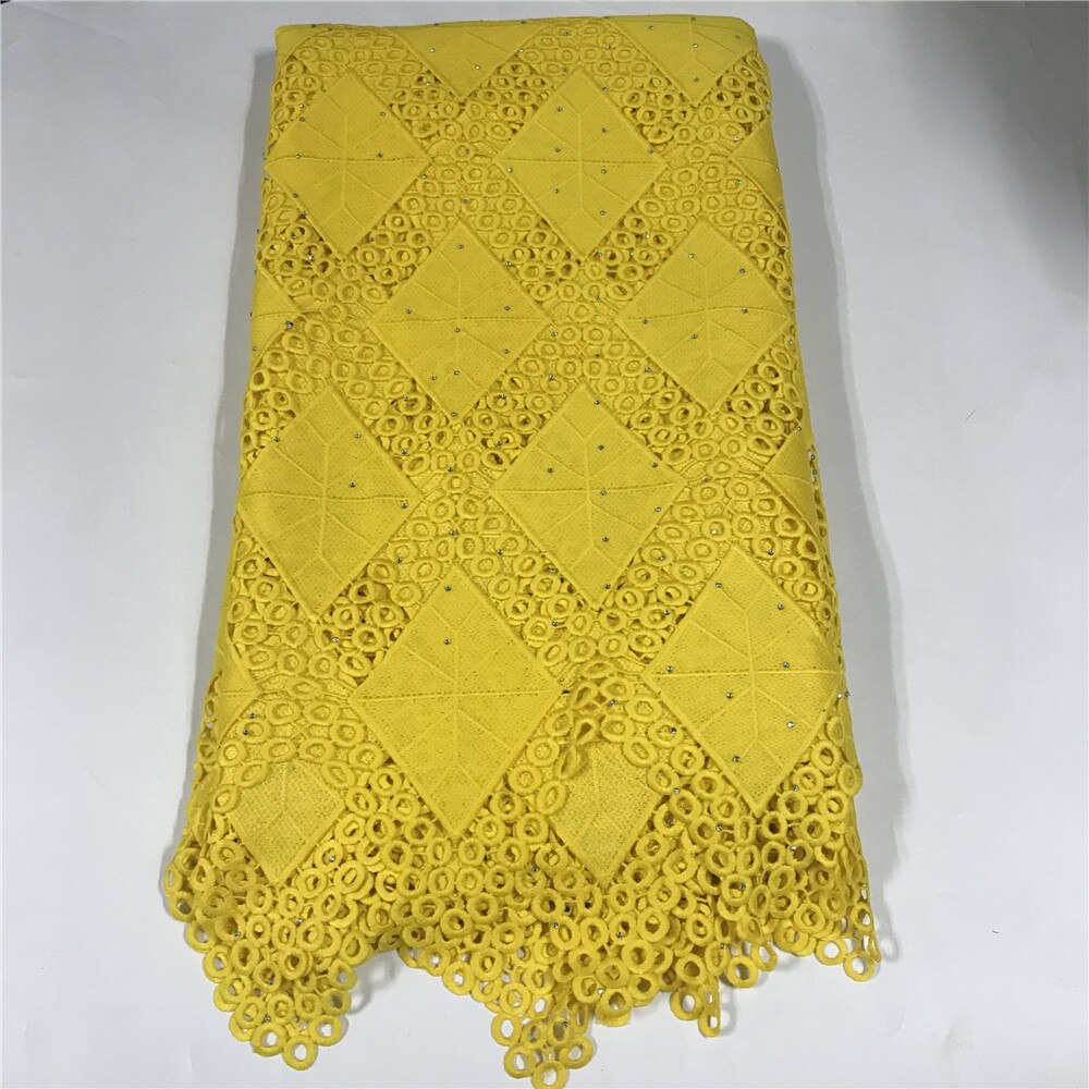 Dentelle africaine de cordon de couleur dorée, tissu de pour mariage nigérian, 5 yards: 9