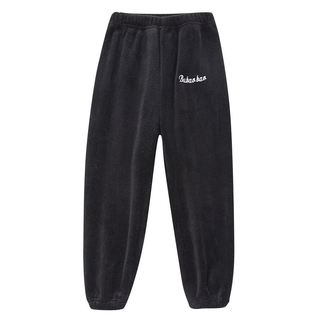 I bambini Delle Ragazze Dei Ragazzi Addensare In Pile Casual Fondo Dei Bambini Caldi di Inverno Allentato Pantaloni Della Ragazza Del Ragazzo Della Stampa Della Lettera di Modo Solido Pantaloni 2019: Black