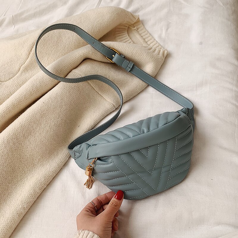 Small Simple Wild Crossbody Bags For Women Tassel Soft Shoulder Messenger Bag Female Handbags And Purses Sac Tiktok: Blue