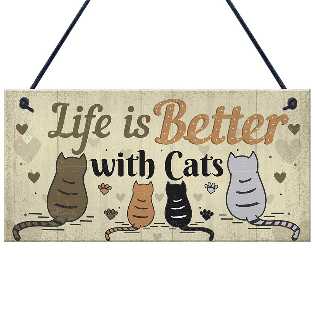 Wodden Opknoping Mooie Kat Plaques Borden Dier Teken Kat Huis Doorplate Plaques Rustieke Muur Decor Home Decoratie Deur Hangers: D