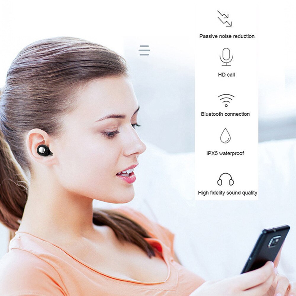 Bluetooth Oortelefoon Met Microfoon Handsfree Draadloze Koptelefoon Hoofdtelefoon Sport Waterdichte Draadloze Hoofdtelefoon Bluetooth 5.0