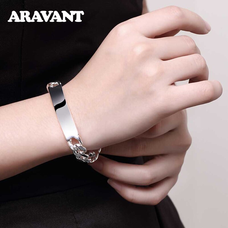 925 Zilveren Sieraden Sets Flat Link Chain Kettingen Armband Voor Mannen Vrouwen Bruiloft Sieraden Set