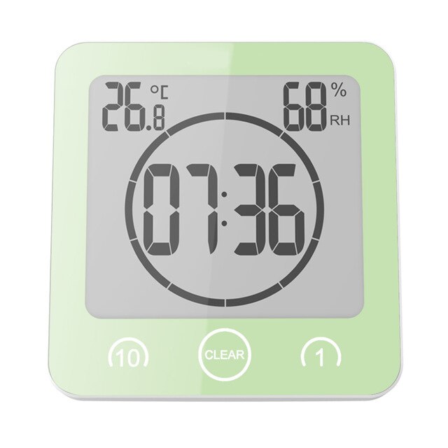 Waterdichte lcd digitale wandklok douche zuignap wandstandaard alarm timer temperatuur vochtigheid bad weerstation voor thuis: Groente