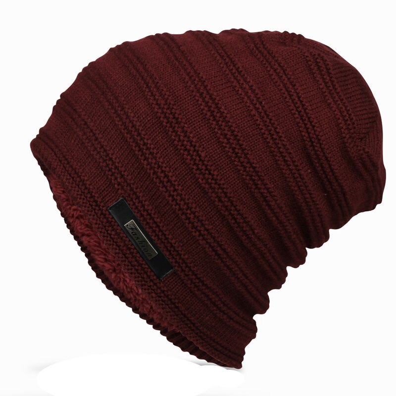 Bonnet rayé d'hiver pour homme, bonnet Long, rayé, surdimensionné, style Baggy, doublure polaire, noir, gris, bleu marine, rouge foncé, en Stock