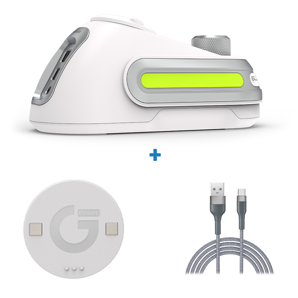 Fanxoo G-Power Mouse Wireless Charging Dock for Logitech G502 G502X Plus GPW G903 with RGB light computer volume control knob: WHITE