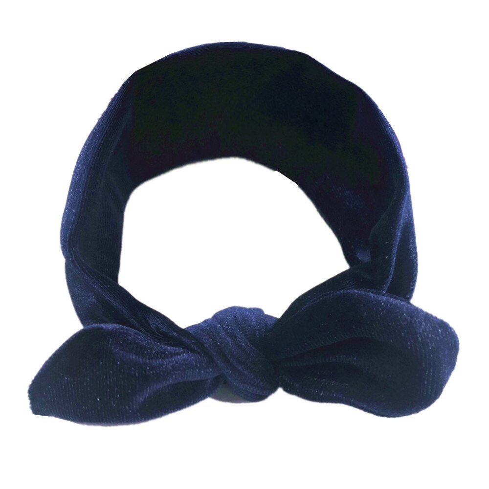 Gloednieuwe Peuter Baby Meisjes Fluwelen Lint Hair Bows Hoofdbanden Bunny Oren Grote Boog Haarbanden Candy Kleur Solid hoofddeksels: D