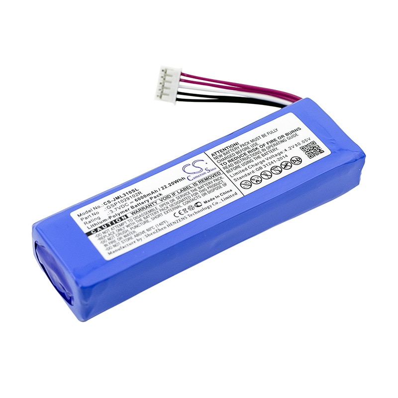 6000 mah batteri til jbl oplader 2+, opladning 2 plus, oplader 2,  opladning 3,  gsp 1029102r batteri