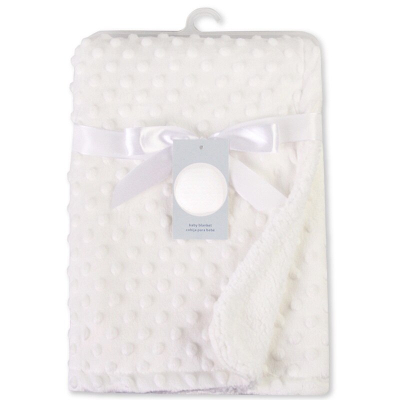 Baby Blanket &amp; Swaddling Newborn Thermal Soft Fleece Blanket Winter Solid Bedding Set Cotton Quilt Infant Bedding Swaddle Wrap: White