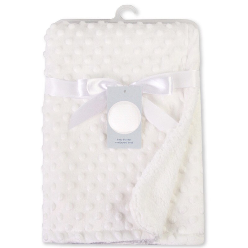 Baby Deken &amp; Inbakeren Pasgeboren Thermische Zachte Fleece Deken Winter Effen Beddengoed Set Katoenen Dekbed Baby Beddengoed Inbakeren Wrap: White