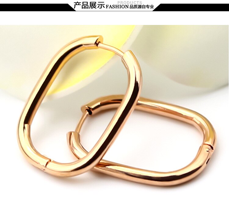 Pendientes de aro de acero inoxidable para mujer, aretes gruesos, cuadrados, geométricos, rellenos de oro, y uso diario para , novedad de
