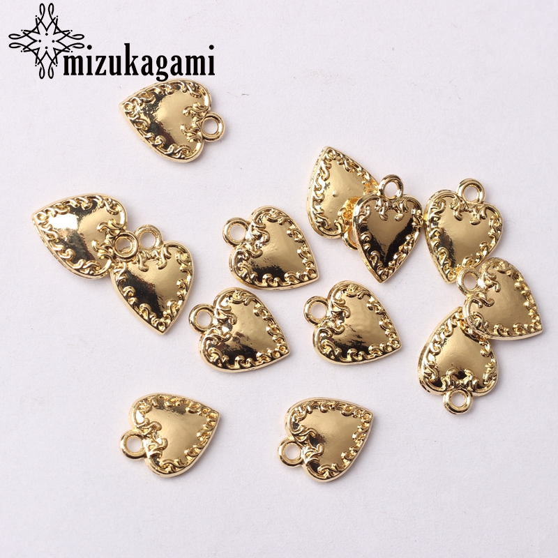 Zinklegering Charms Golden Mini Leuke Charms Hart 9*12mm 20 stks/partij Voor DIY Ketting Armband Sieraden maken Accessoires