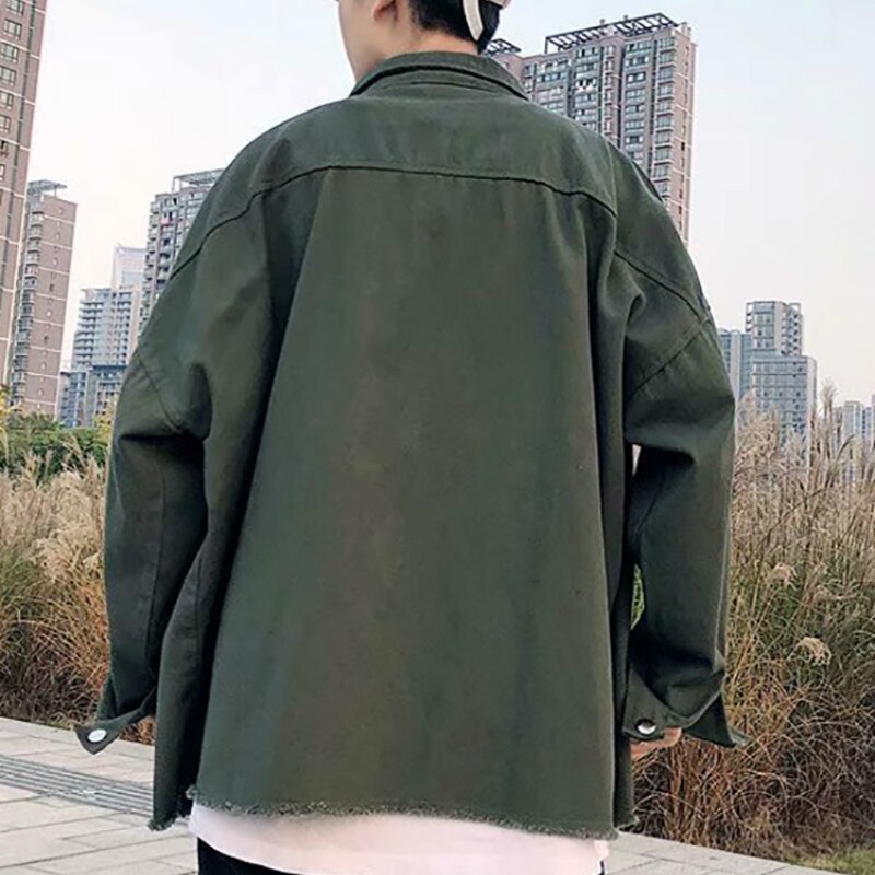 Menn jakker japansk stil last jakke herre høst løs ulzzang denim årgang student trendy fast uformelt enkel alle-kamp topp