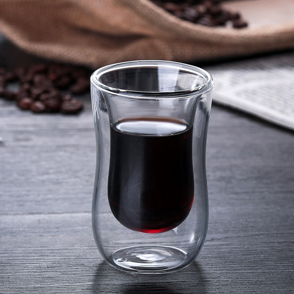 Tasse en verre avec poignée de 80ml | Double paroi en verre, lait thé jus de café, tasses résistantes à la chaleur, tasses en verre
